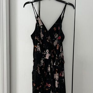 Kaileigh Black Floral Jumpsuit with Spaghetti Straps